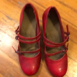 Aerosoles red strappy high-heeled Mary Janes
